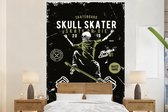 Papier peint - Papiers Papier peint photo Squelette - Skateboard - Vintage - Citation - Largeur 225 cm x Hauteur 350 cm