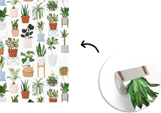 Motif de diverses illustrations de plantes sur fond blanc 200x300 cm