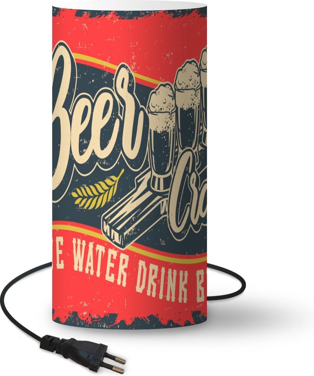 Lamp - Nachtlampje - Tafellamp slaapkamer - Mancave - Bier - Glazen - Vintage - 54 cm hoog - Ø24.8 cm - Inclusief LED lamp