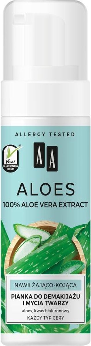 100% Aloë Vera Extract make-up remover en face wash hydraterend en verzachtend schuim 150ml