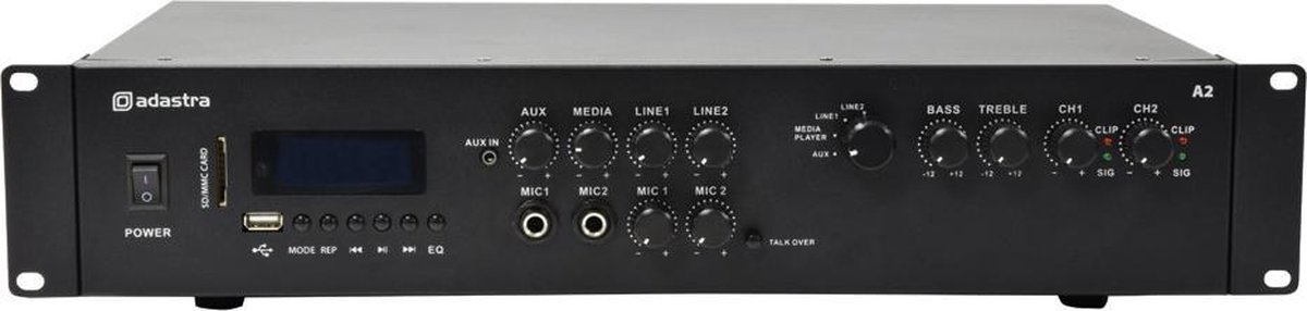 Adastra A2 Stereo Versterker 2 x 200W Met Bleutooth en Mic aansluting