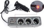 USB Hub 3x 12V autolader sigarettenaansteker + 1x USB aansluiting / 60Watt