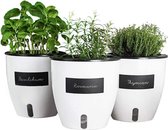kruidenpot waterreservoir plantenpot met watergeefsysteem voor vensterbank keuken kruidentuin binnen Set van 3 Stuks Wit 19x18cm