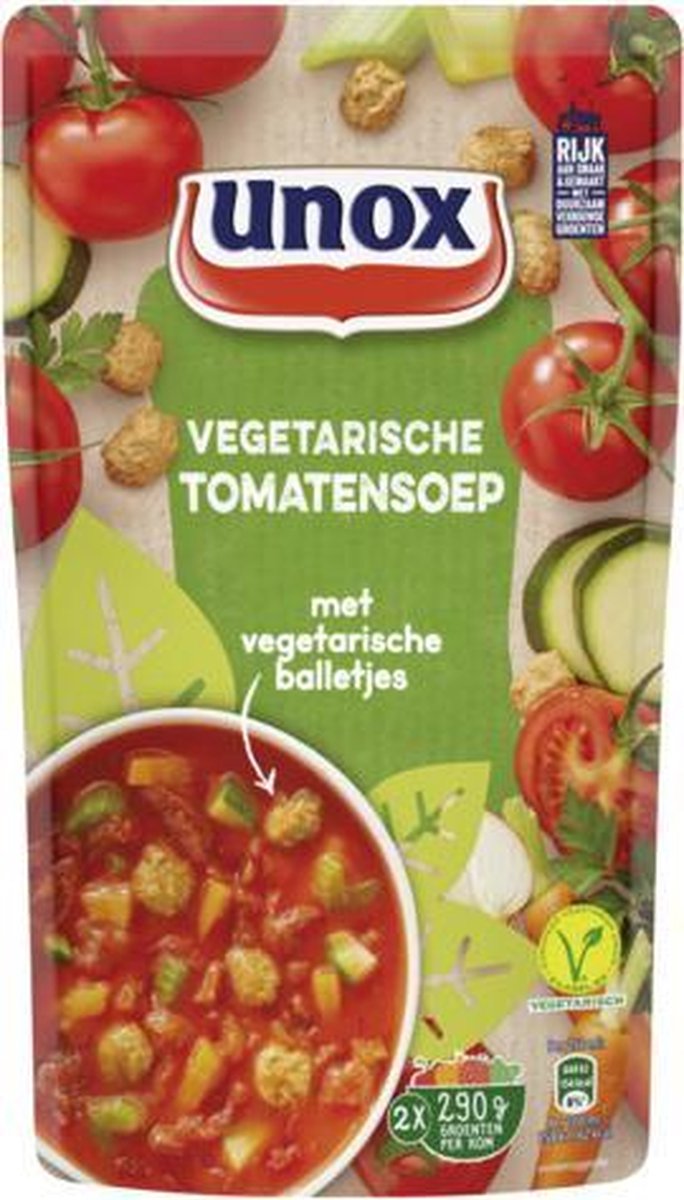 Unox soep Vegetarische Tomatensoep - 5 x 570 ml - voordeelverpakking |  bol.com
