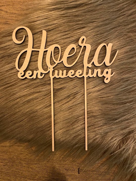 Taarttopper Hoera een tweeling - tweeling - taartdecoratie - twins