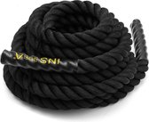 LORIOTH® Battle Rope 9 Meter - Fitness Touw - Crossfit - Fitness - Comfortabele Handvaten - Zwart