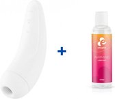 Satisfyer Curvy 2+ - Wit - Luchtdruk Vibrator + EasyGlide Verwarmende Glijmiddel - 150ml