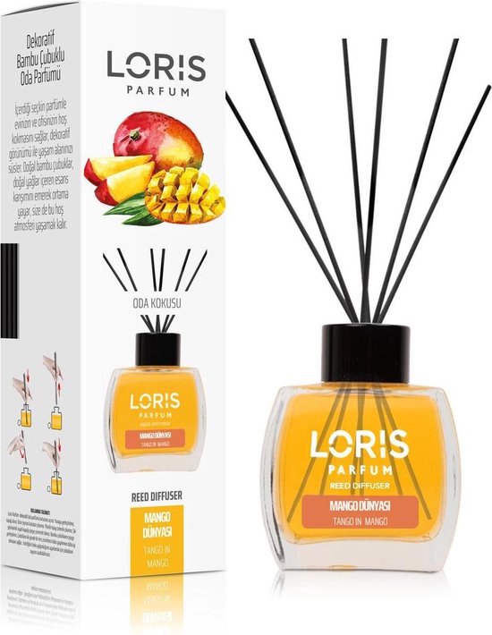 LORIS - Parfum - Bâtonnets de parfum - Bâtons parfumés d'intérieur - Parfum d'intérieur - Tango à la Mango - 120ml - ESB