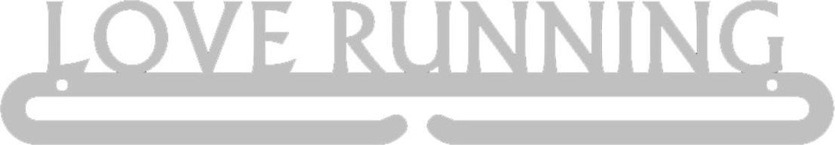 Love Running Medaillehanger RVS (35cm breed) - Nederlands product - incl. cadeauverpakking - eigen ontwerp mogelijk - sportcadeau - topkado - medalhanger - medailles - halve marathon - marathon – muurdecoratie