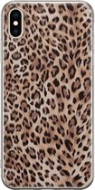 Apple iPhone XS Max Telefoonhoesje - Transparant Siliconenhoesje - Flexibel - Met Dierenprint - Luipaard Patroon - Bruin