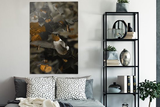 Peintures sur toile Vogel - Colibri - Or - 80x120 cm - Décoration murale