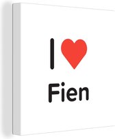 Canvas Schilderij I love - Fien - Meisje - 50x50 cm - Wanddecoratie