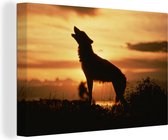 Tableau Toile Loup - Silhouette - Prédateur - 150x100 cm - Décoration murale