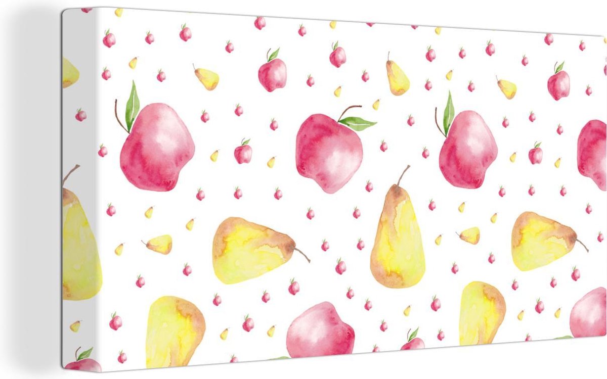 Canvas Schilderij Fruit - Waterverf - Wit - 40x20 cm - Wanddecoratie