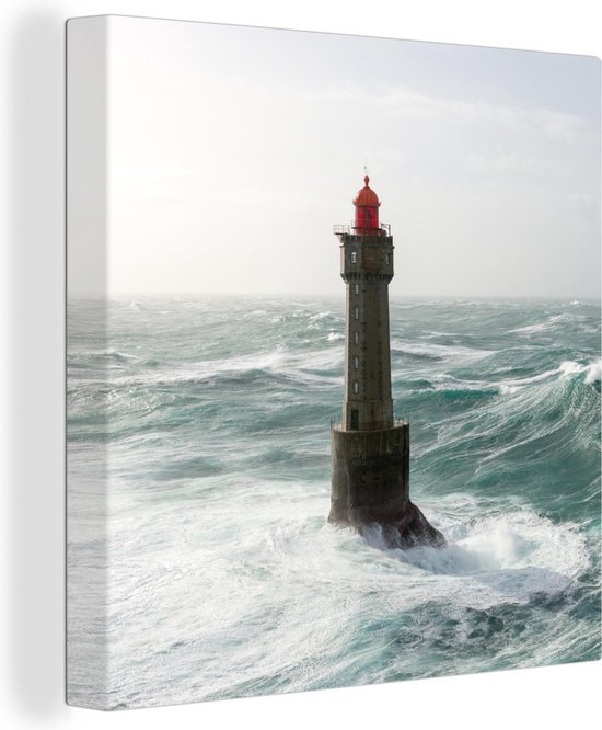 Toile Peinture Phare - Mer - France - 50x50 cm - Décoration murale
