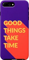 Apple iPhone 7 Plus Telefoonhoesje - Extra Stevig Hoesje - 2 lagen bescherming - Met Quote - Good Things - Paars