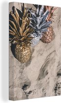 Canvas Schilderij Goud - Ananas - Zand - 60x90 cm - Wanddecoratie