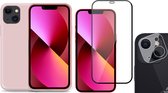 TechNow Shock Proof Backcover voor Apple iPhone 13 Hoesje - Full Screenprotector en Camera Screen Protector voor Apple iPhone 13 - Roze