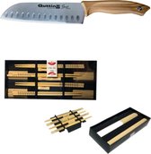 Bamboe Sushi Mes (38 cm) met Sushi Set XL (4 Persoons) | Sushi Stokjes, Bamboe Placemats, Japans Sushimes | In Geschenkverpakking | 30 cm | Anti-slip | Ergonomisch design