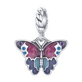 Zilveren hangende bedel Fantasierijke vlinder