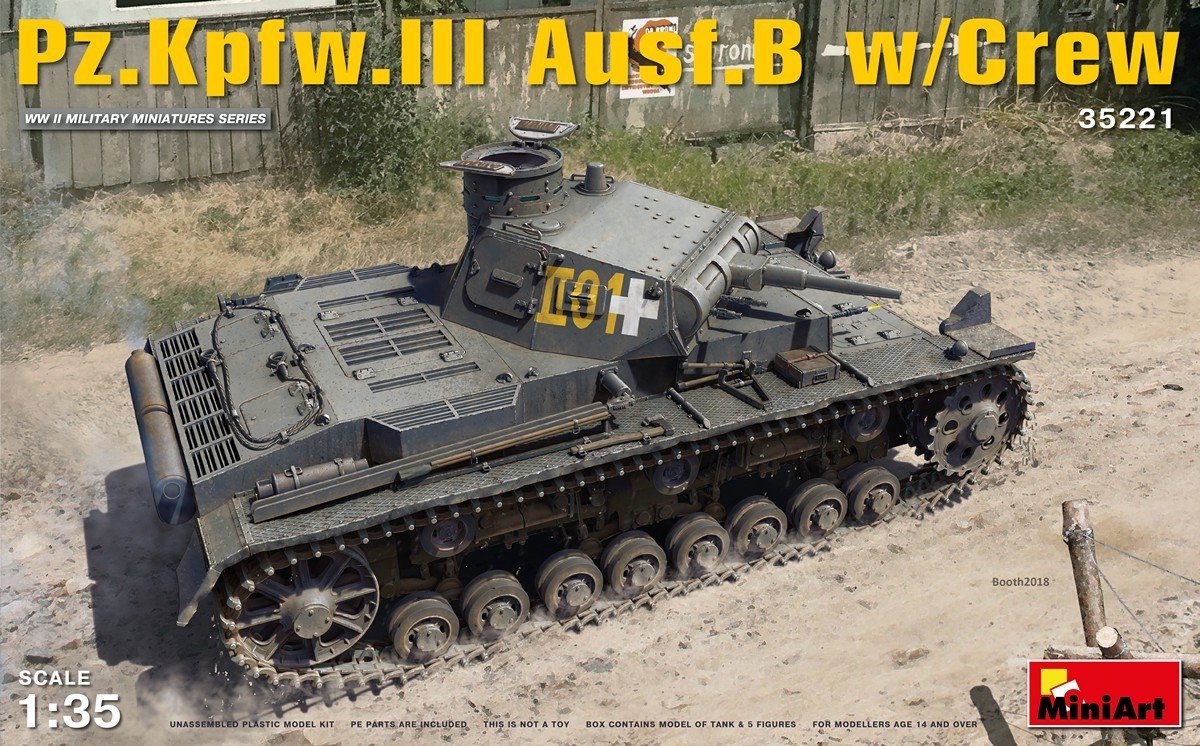 MiniArt Modelbouwpakket Militaire voertuigen - 35221 Pz. Kpfw. III Ausf. B met Bemanning WWII - Duitse Middelzware Tank met 5 Figuren Plastic - 1:35 - Modelbouw