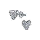Joy|S - Zilveren hartje oorbellen - gehodineerd - 8 mm - zirkonia