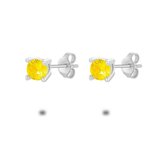 Twice As Nice Oorbellen in zilver, geel zirkonia, 4 mm