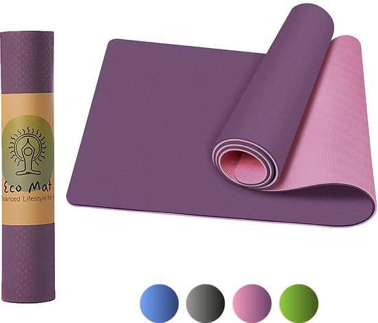 Eco Yoga Mat Inclusief Draagriem Anti Slip Extra Dik (6 mm)