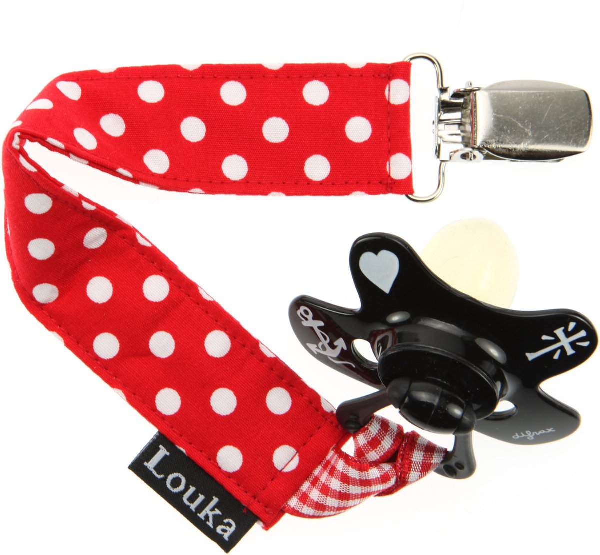 Goedkoopste Louka Speenkoord rood met witte stip - speenketting