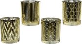 Theelichthouder Glas 4Ass   Goud dia7.00-H8.30cm