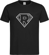 Zwart t-Shirt met letter R “ Superman “ Logo print Wit Size XXL
