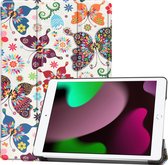 Hoes Geschikt voor iPad 10.2 2021 Hoes Luxe Hoesje Book Case - Hoesje Geschikt voor iPad 9 Hoes Cover - Vlinders