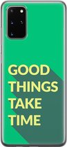 Samsung Galaxy S20 Plus Telefoonhoesje - Transparant Siliconenhoesje - Flexibel - Met Quote - Good Things - Groen