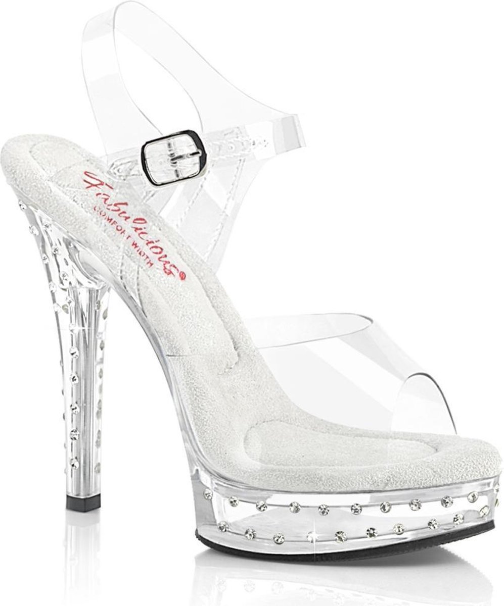 Fabulicious - MAJESTY508SDT Sandaal met enkelband - US 6 - 36 Shoes - Transparant/Wit