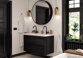 Saqu de meubles de salle de bain Saqu Salto Slimline 120x40cm Chêne Zwart/ Zwart