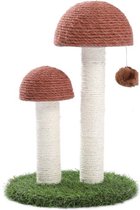 Krabpaal - Kattenklimtoren - Paddenstoelenboom - Hoogte 48 CM - Natuurlijke Sisal - Hangende Balspeelgoed - Zacht Grasgazon - Ideaal Voor Katten En Kittens