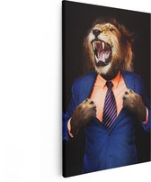 Artaza - Peinture sur toile - Lion en costume - Tête de lion - 60x90 - Photo sur toile - Impression sur toile