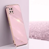 Voor OPPO A72 XINLI Rechte 6D Plating Gouden Rand TPU Schokbestendige Hoes (Cherry Purple)