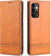 Voor Samsung Galaxy A82 5G AZNS Magnetische Kalf Textuur Horizontale Flip Leather Case met Kaartsleuven & Houder & Portemonnee (Lichtbruin)