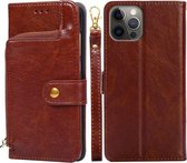 Ritstas PU + TPU Horizontale Flip Leren Case met Houder & Kaartsleuf & Portemonnee & Lanyard Voor iPhone 12 Pro/12 (Bruin)