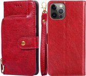 Ritstas PU + TPU Horizontale Flip Leren Case met Houder & Kaartsleuf & Portemonnee & Lanyard Voor iPhone 12 Pro Max (Rood)