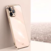 XINLI Straight 6D Plating Gold Edge TPU schokbestendig hoesje voor iPhone 11 Pro (roze)