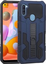 Voor Samsung Galaxy A11 Vanguard Warrior All Inclusive dubbele kleur schokbestendig TPU + pc-beschermhoes met houder (kobaltblauw)