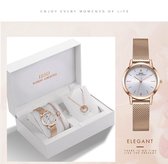 Boerni Aibisino Uniek Horloge, Armband en Ketting Rosé luxe geschenk set luxe geschenk set | Crystal glass | Premium kwaliteit uurwerk Quartz Japan | Mineraal | Geschenk | Fashion