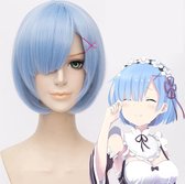 Re:Zero kara Hajimeru Isekai Seikatsu Anime Cosplay Rem Blauw Pruik Wig + Haarband