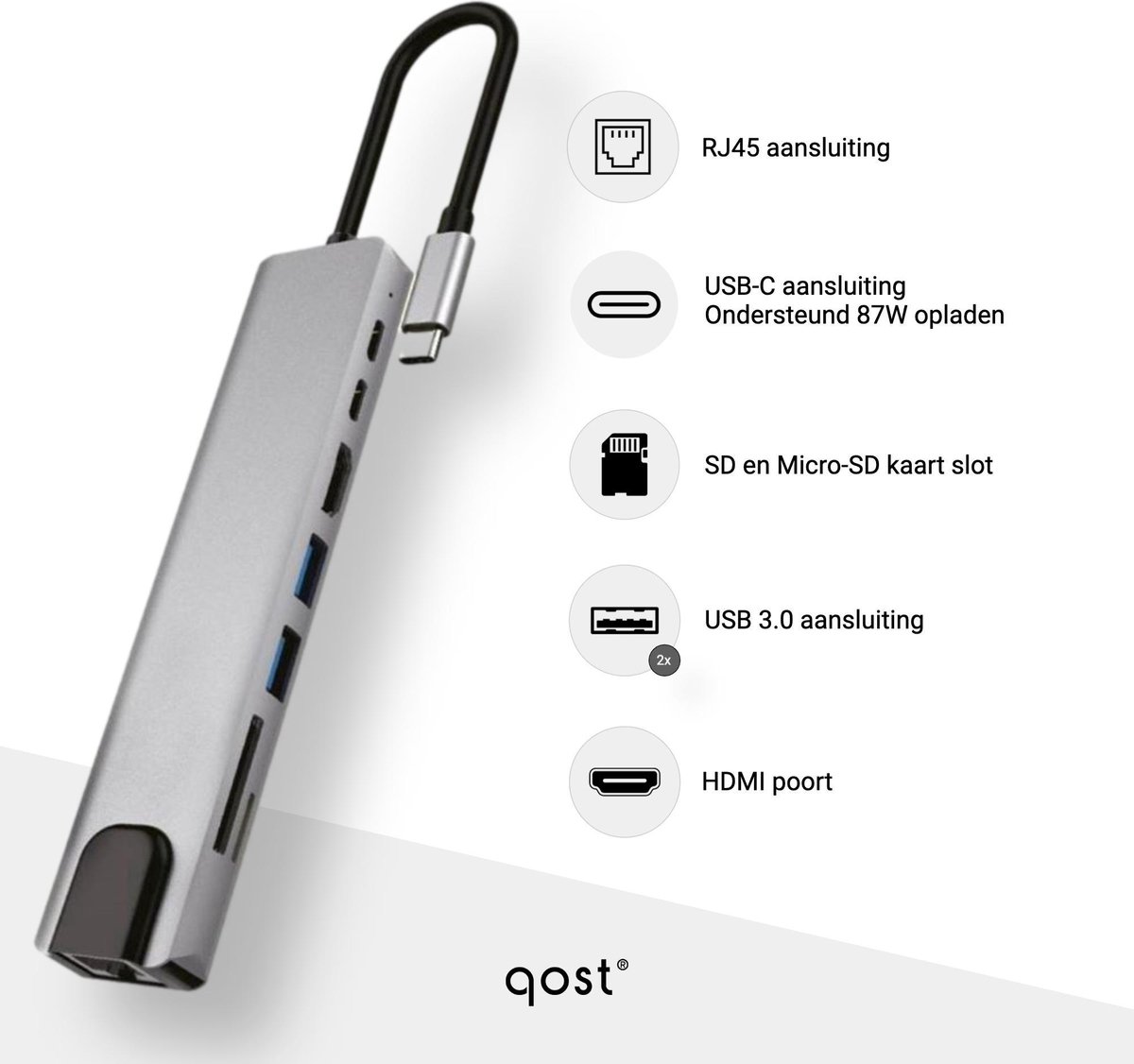 QacQoc Adaptateur USB C vers USB 3.0 et RJ45 Gigabit Ethernet USB Ethernet de 10/100/1000 Mbits/pour Macbook Macbook Air Macbook Pro Surface Pro Chromebook Compatible avec Mac OS Windows Gris