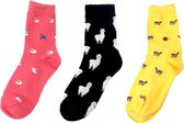 Binkie Socks Box | 3 paar Sokken Dames | Vrolijke Dieren Trio | Maat 39 - 42