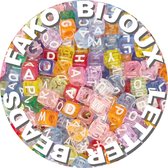 Fako Bijoux® - Letterkralen Vierkant - Letter Beads - Alfabet Kralen - Sieraden Maken - 6mm - 500 Stuks - Transparant