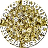 Fako Bijoux® - Letterkralen Rond - Letter Beads - Alfabet Kralen - Sieraden Maken - 7mm - 500 Stuks - Goud