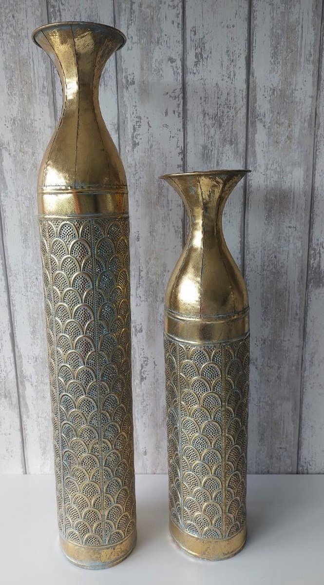 Vaas Bodille XL - Gouden Vaas - Metalen vaas - hoge vaas - Home Metal art -  decoratie... | bol.com